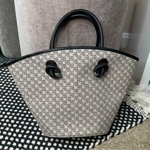 ANINE BING MINI TAYLIN TOTE IN NATURAL MONOGRAM PRINT